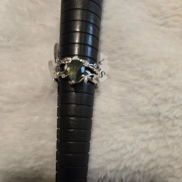 New Elegant Boho 925 Sterling Silver  Moss Agate Promise Ring Set, Natural Stone - Picture 1 of 3